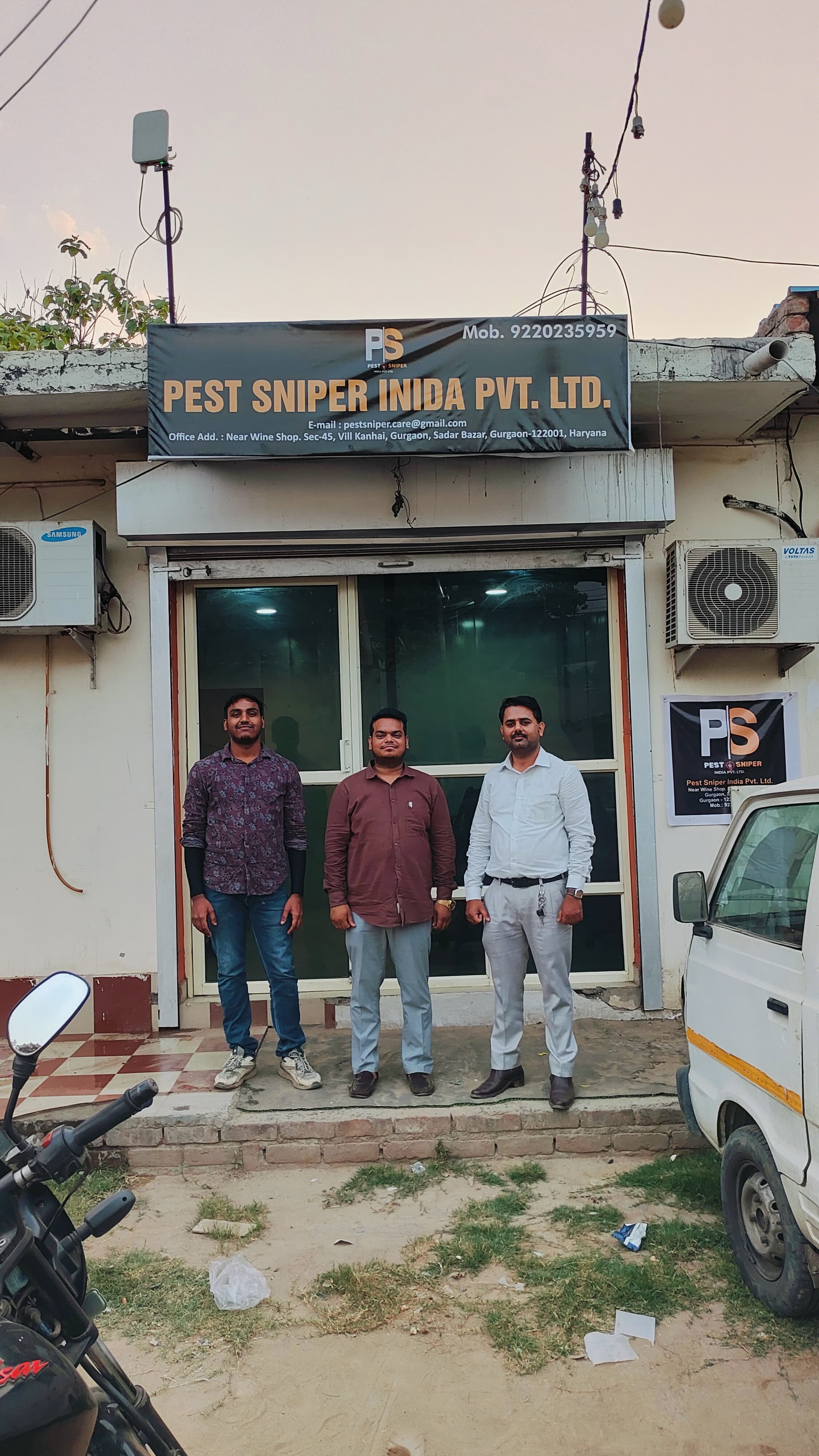 Office building exterior with modern glass